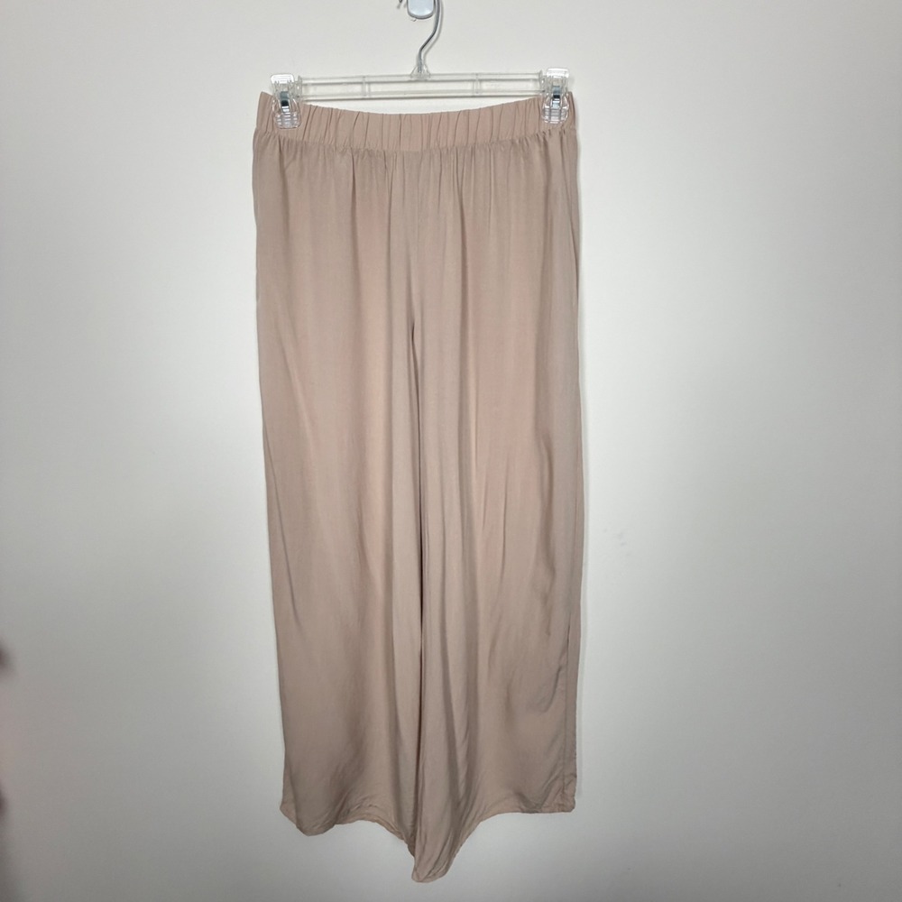 Eva Castillo Womens XL Beige Pull On Wide Leg Rayon Palazzo Pants